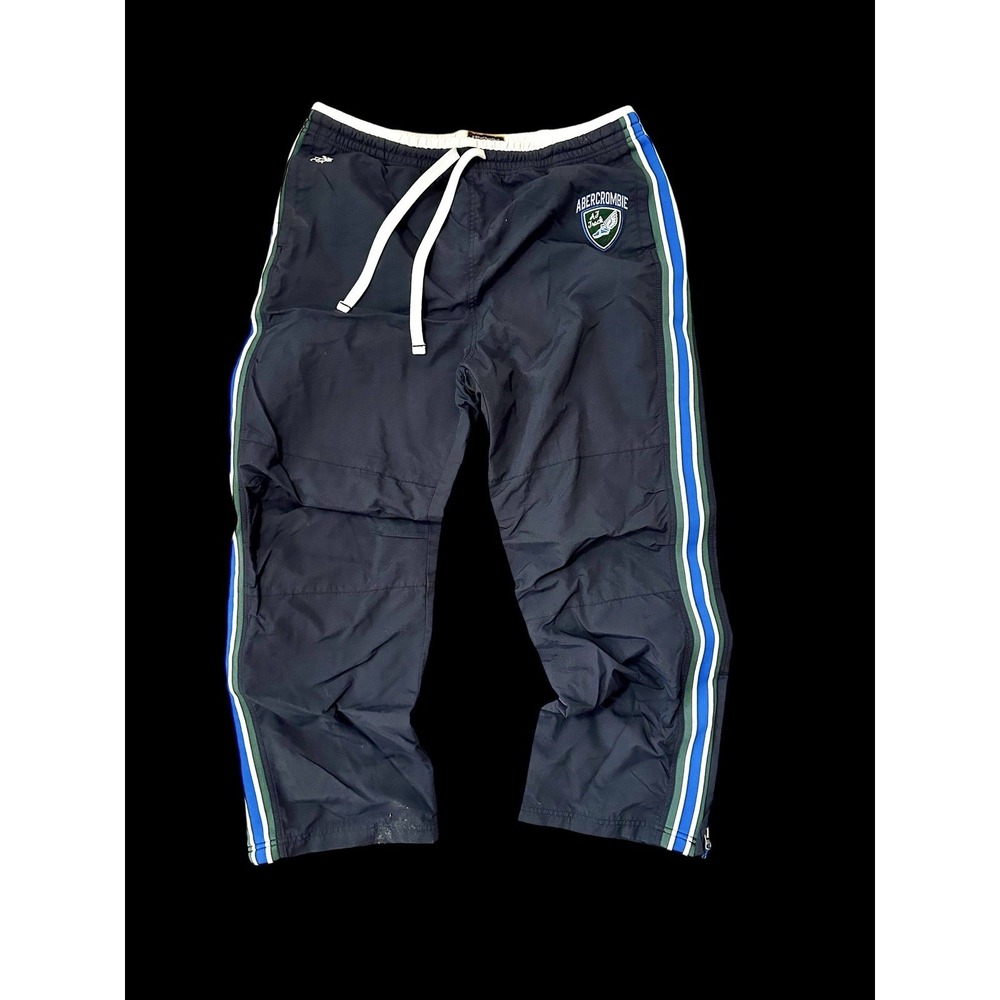Vtg‎ 90's Abercrombie Fitch Track Pants Mens XL Navy Green Stripe Y2K Lined